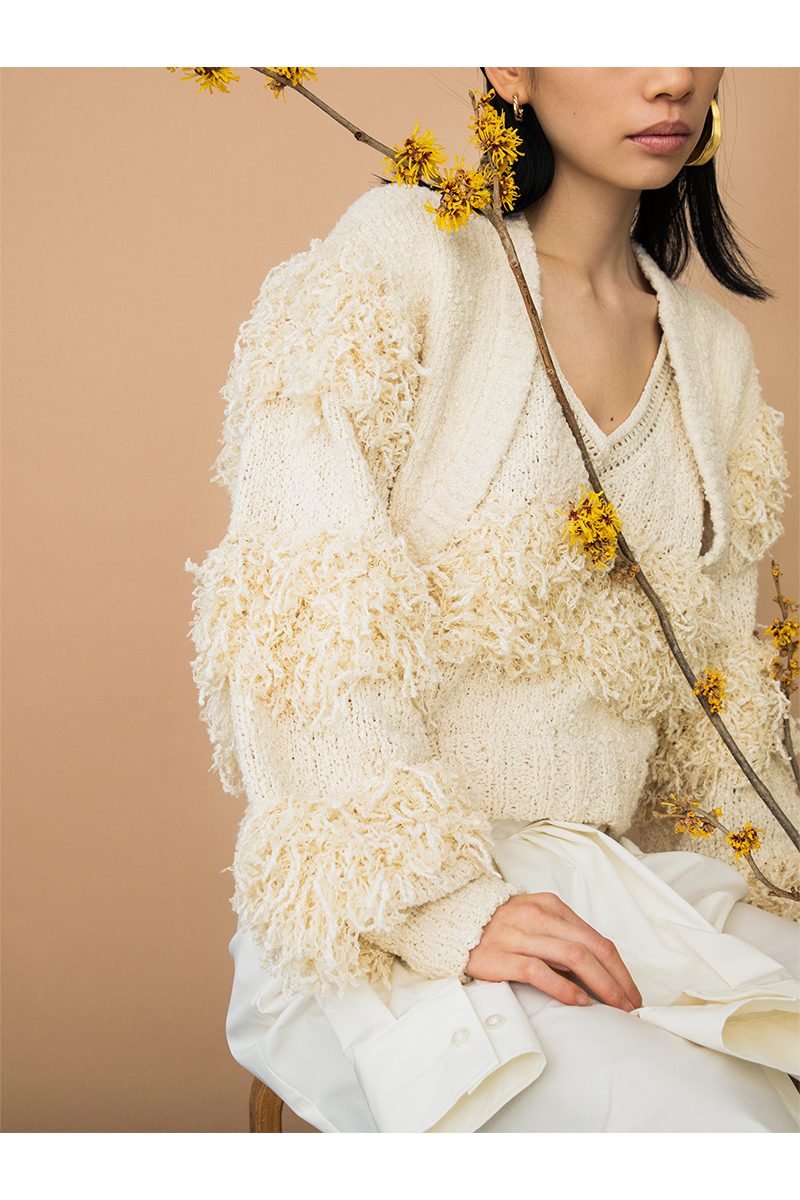 Tweed Fringe Cardigan 