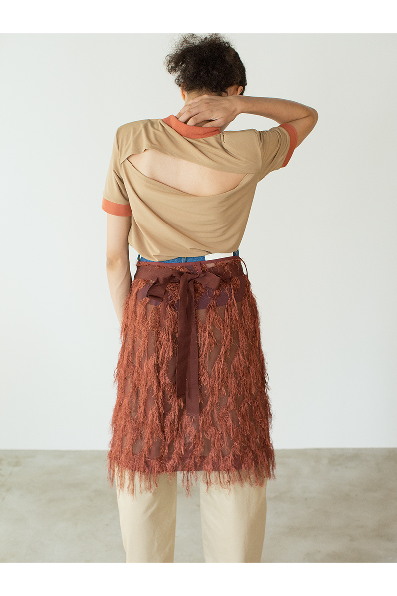 Fringe Jacquard Wrap Skirt 詳細画像 Brown 2