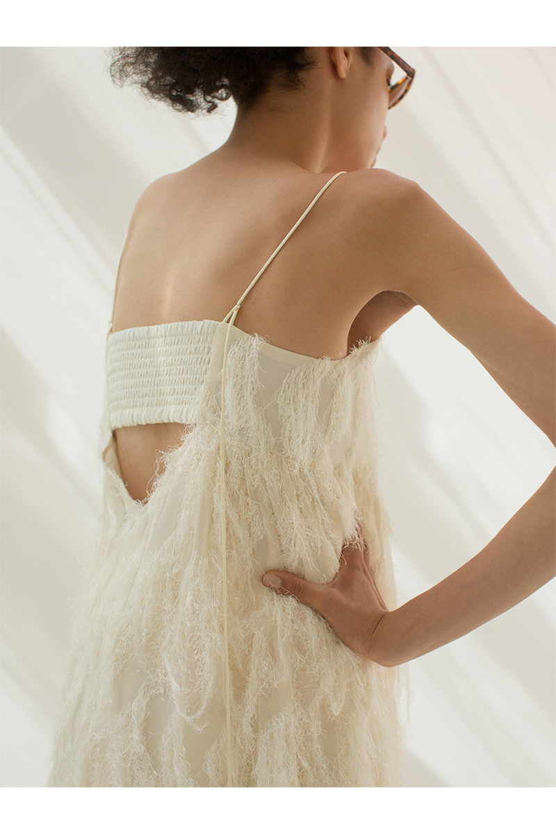 Fringe Jacquard Dress 詳細画像 White 2