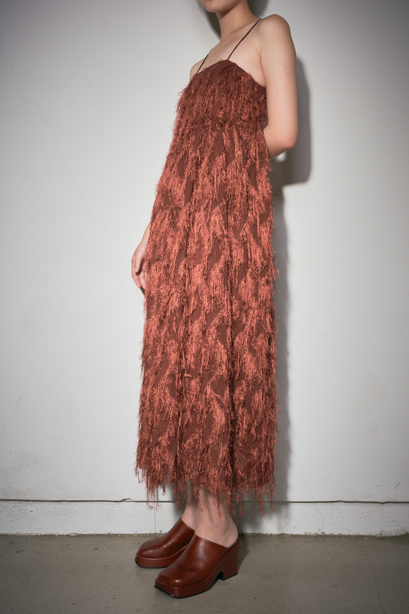 Fringe Jacquard Dress 詳細画像 Brown 2