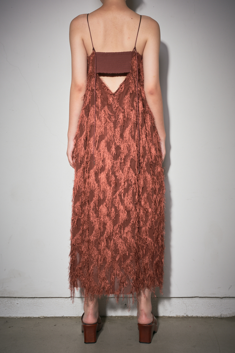 Fringe Jacquard Dress 詳細画像 Brown 4