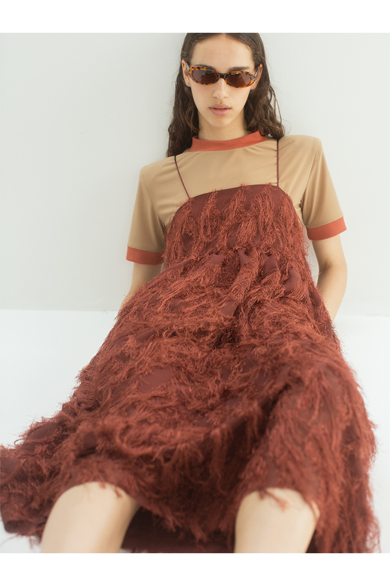 Fringe Jacquard Dress