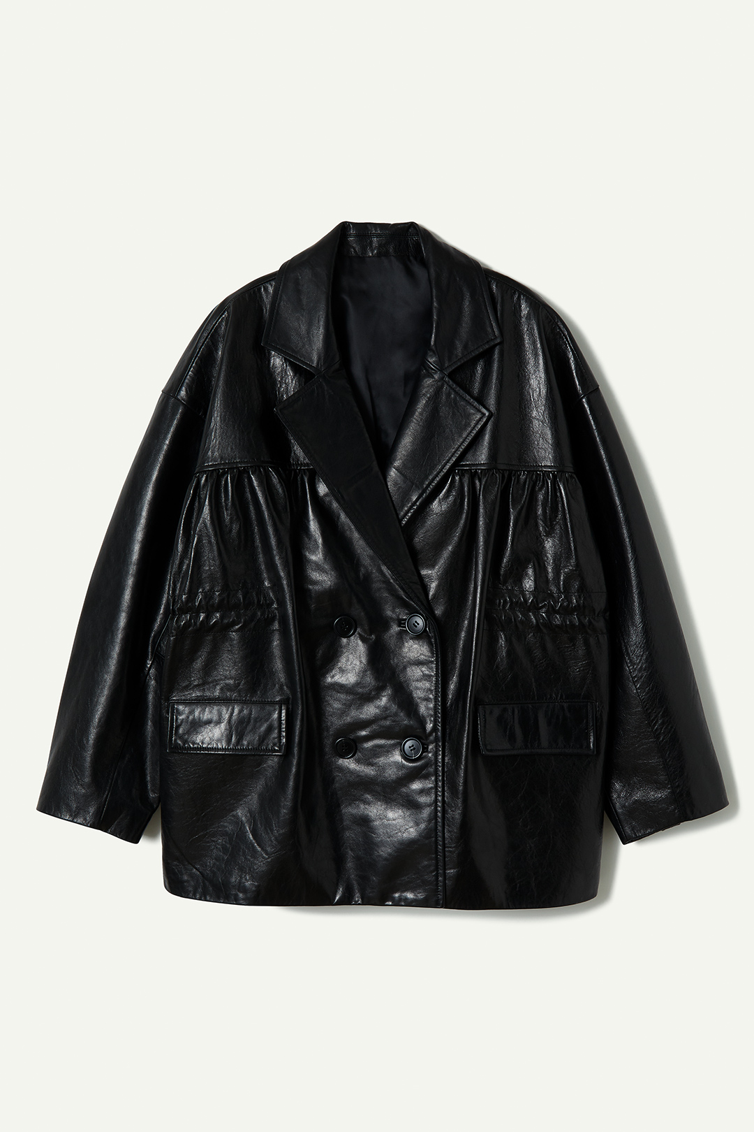 Pleating Leather Jacket 詳細画像 Black 1