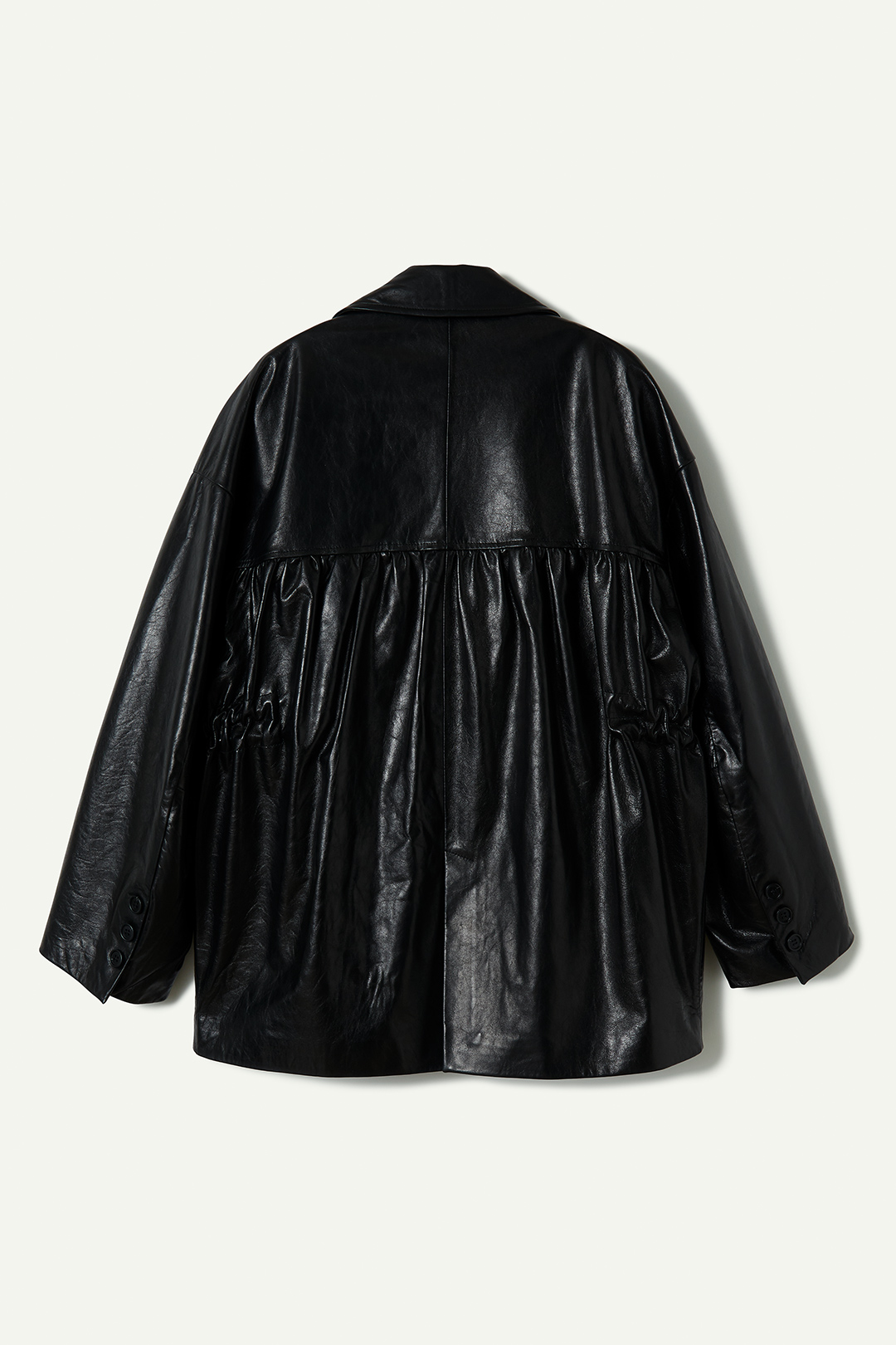 Pleating Leather Jacket 詳細画像 Black 2