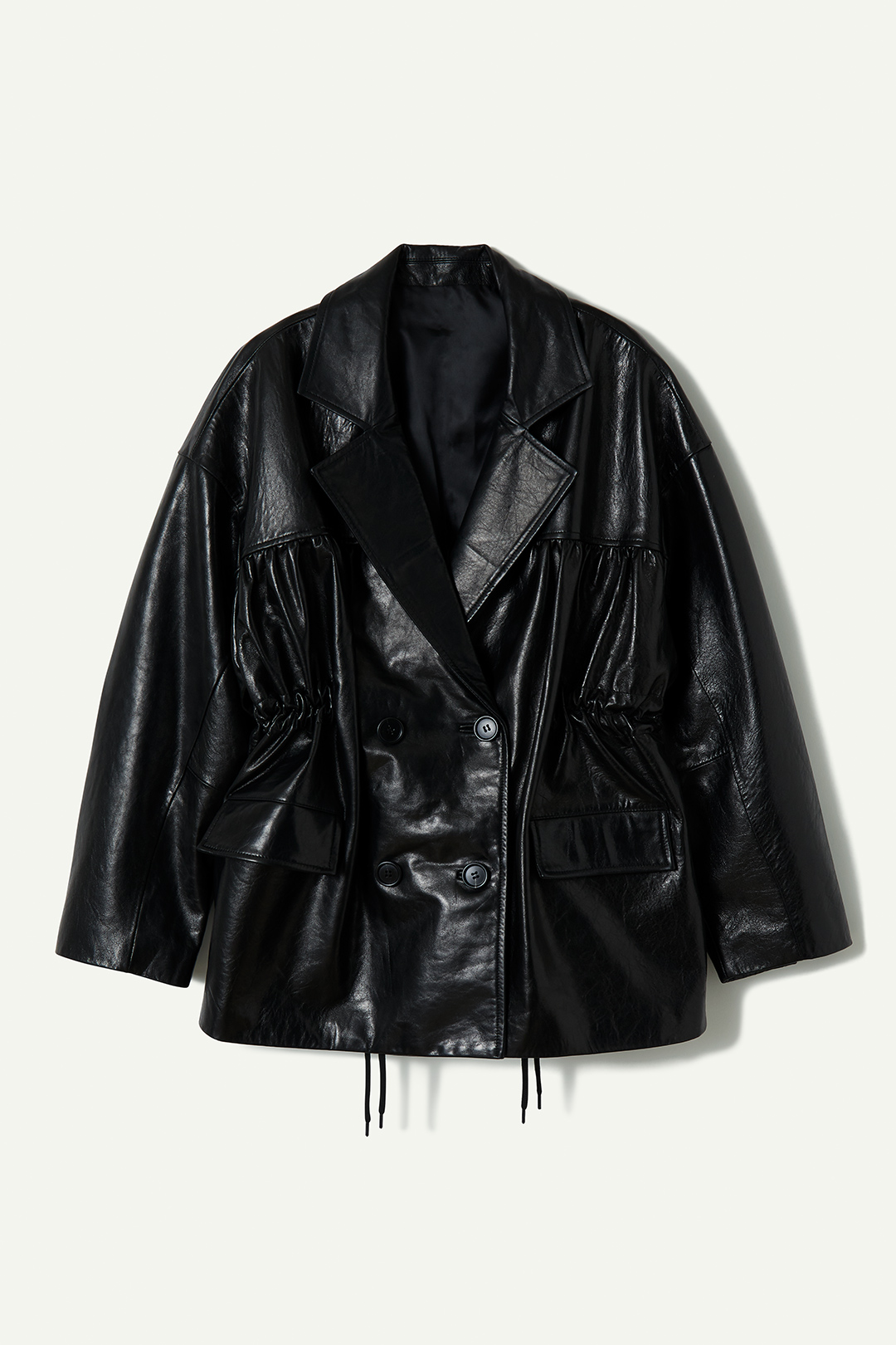 Pleating Leather Jacket 詳細画像 Black 3