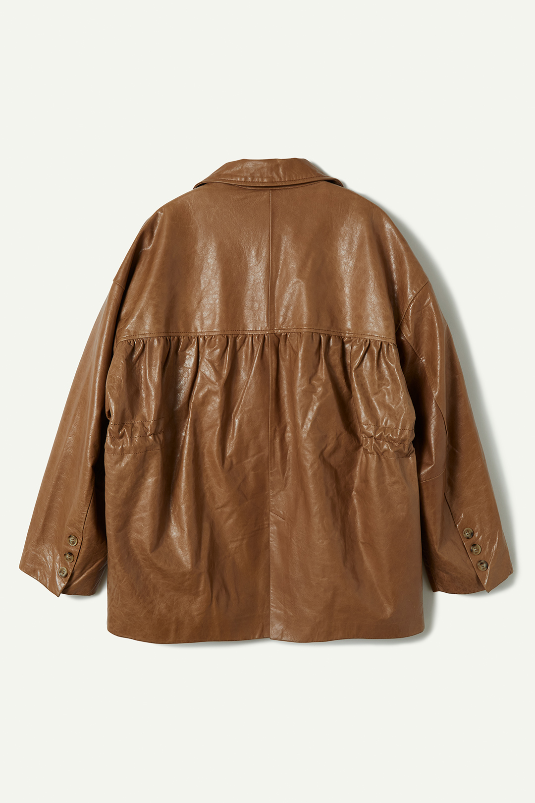 Pleating Leather Jacket 詳細画像 Brown 2