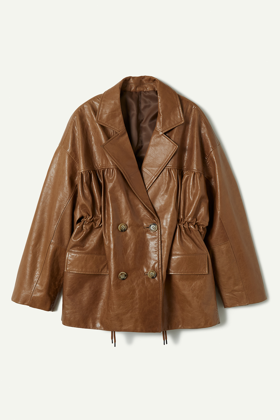 Pleating Leather Jacket 詳細画像 Brown 3