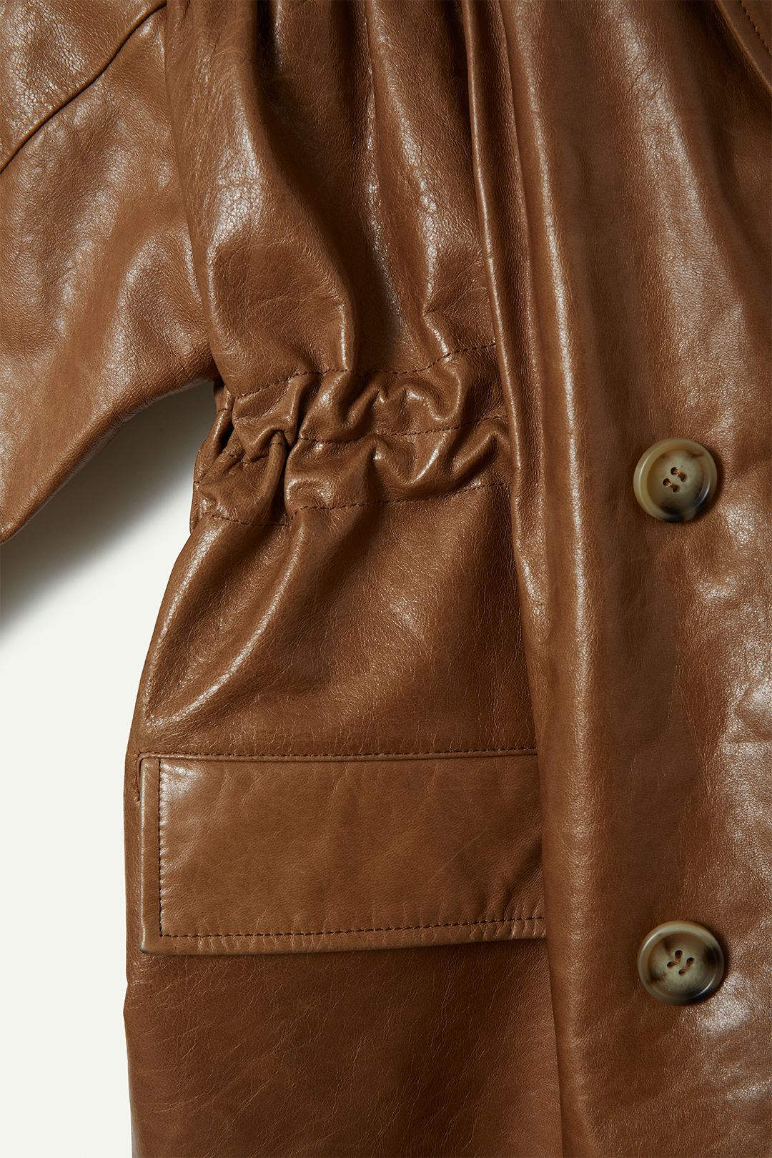 Pleating Leather Jacket 詳細画像 Brown 4