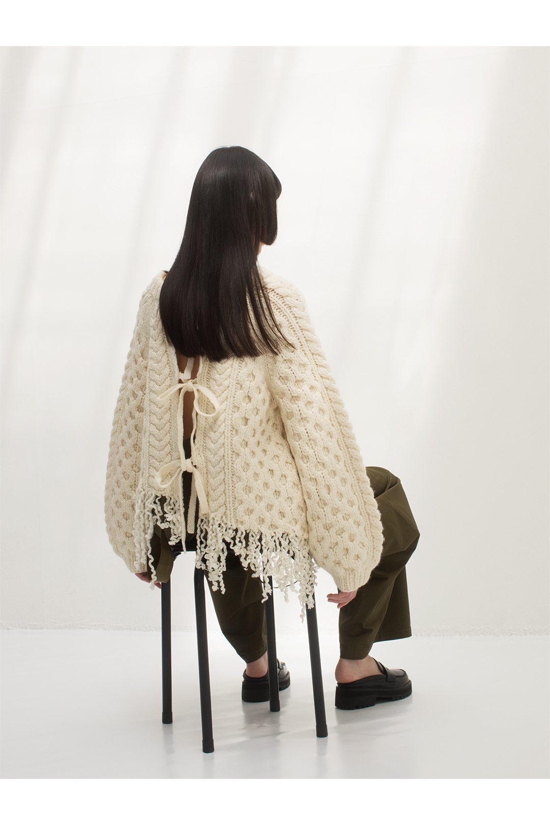 Hand Cable Knit Top 詳細画像 White 1