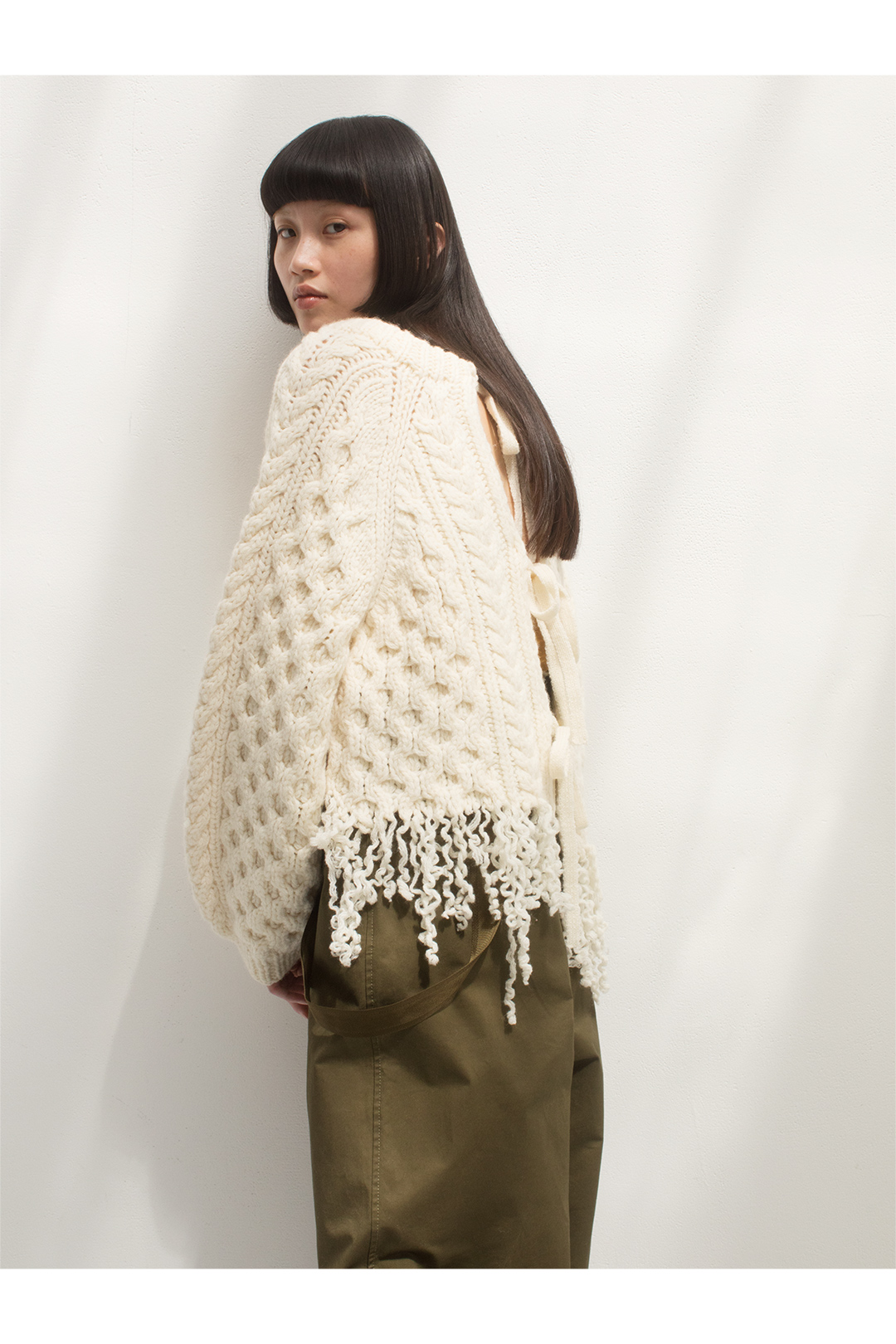 Hand Cable Knit Top 詳細画像 White 2