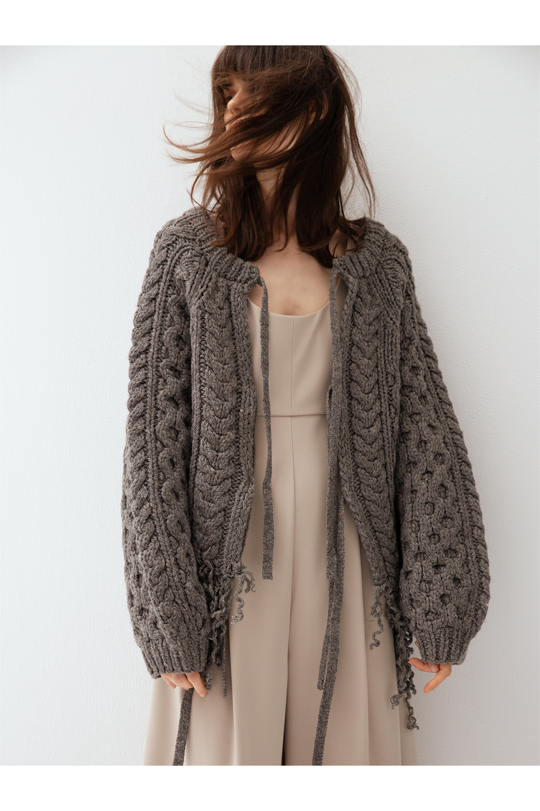 Hand Cable Knit Top 詳細画像 Gray 1