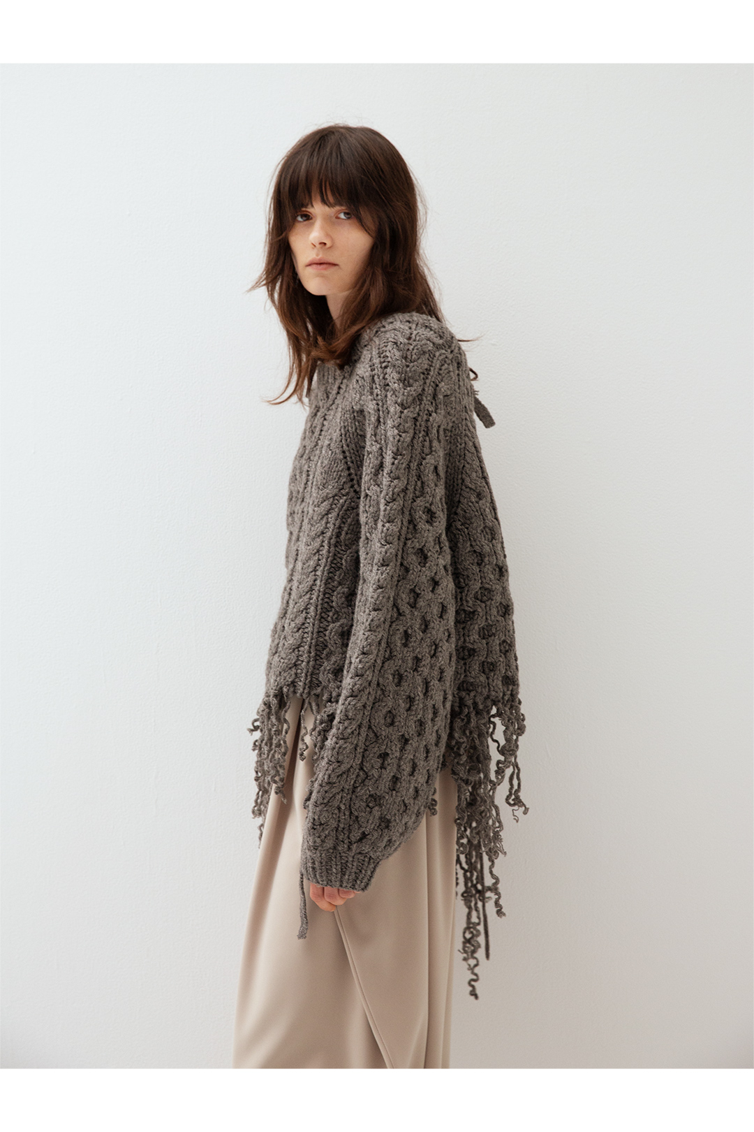 Hand Cable Knit Top 詳細画像 Gray 2