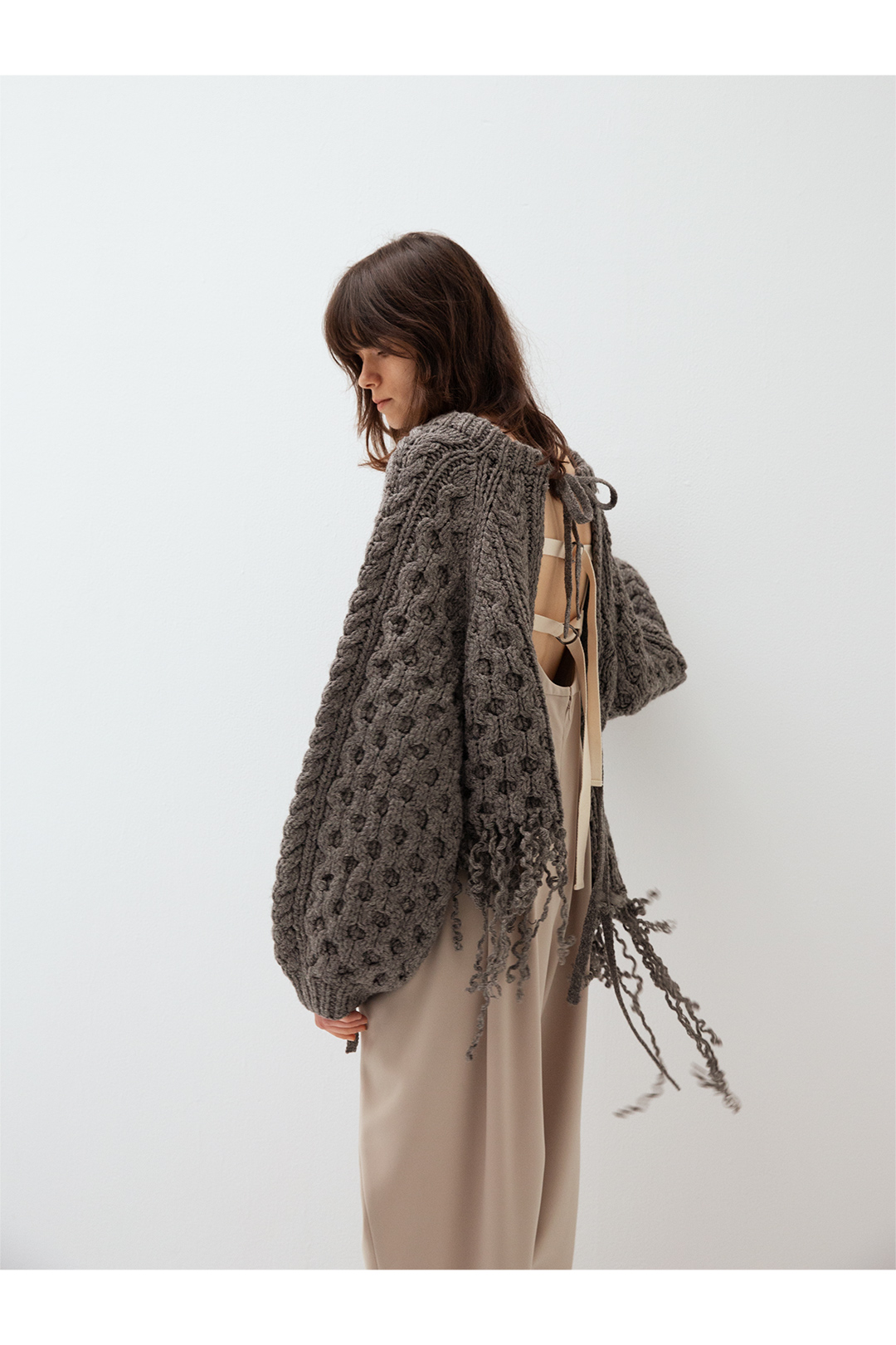 Hand Cable Knit Top 詳細画像 Gray 3