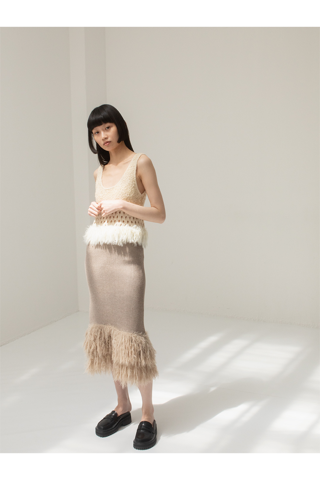Fringe Knit Tank Top 詳細画像 White 2