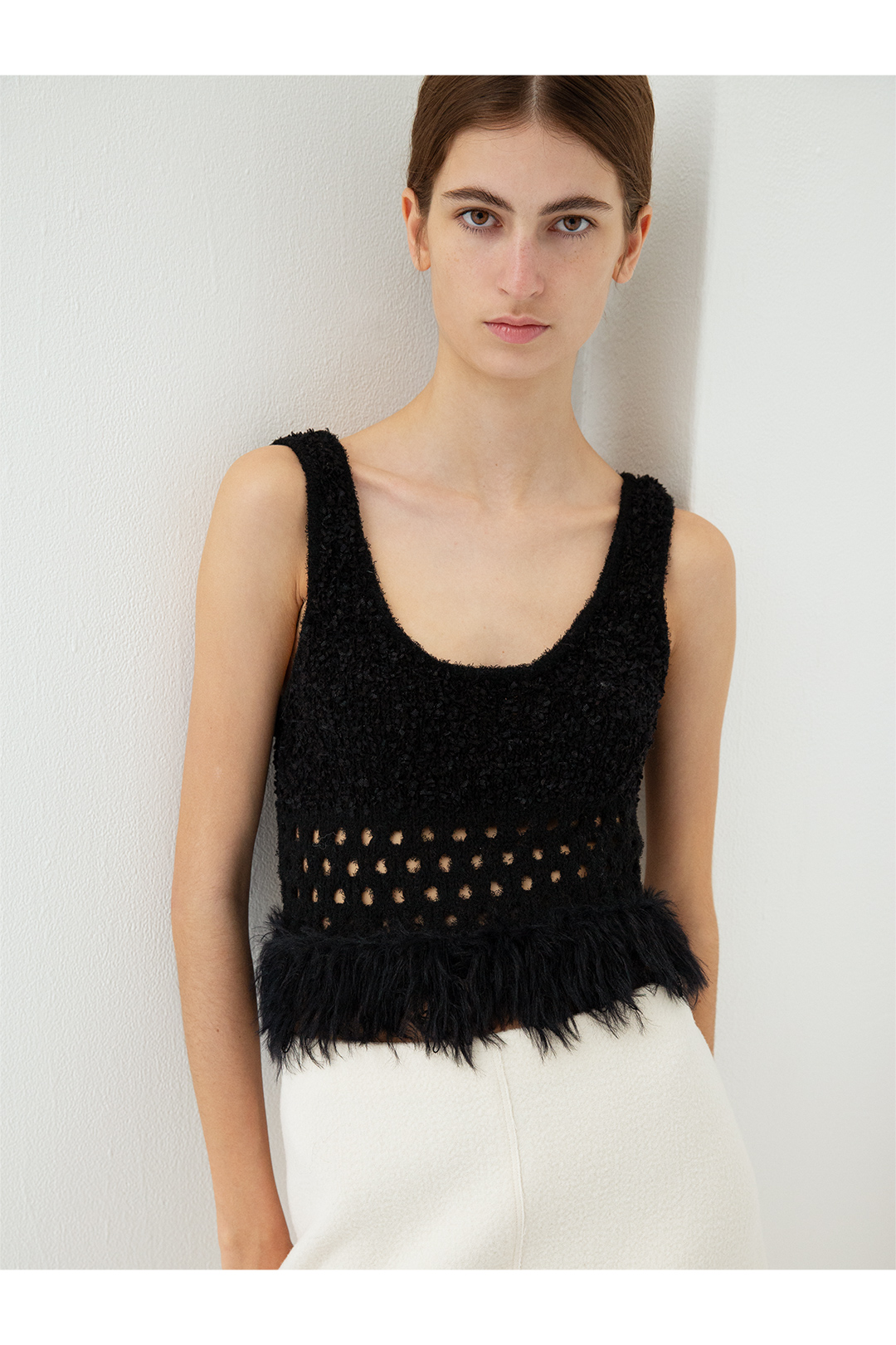 Fringe Knit Tank Top 詳細画像 Black 1