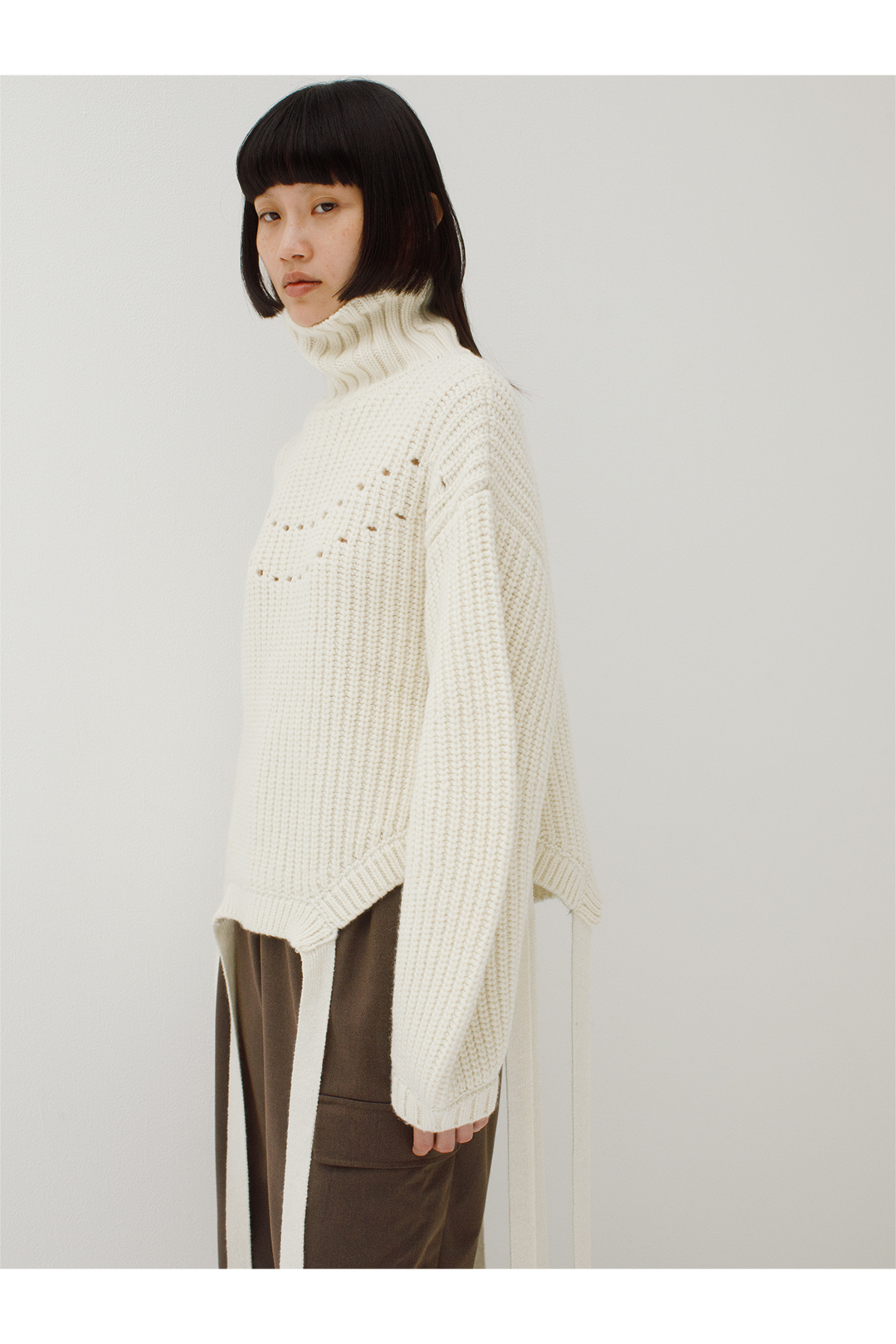 Wool Tie Knit Top 詳細画像 White 1