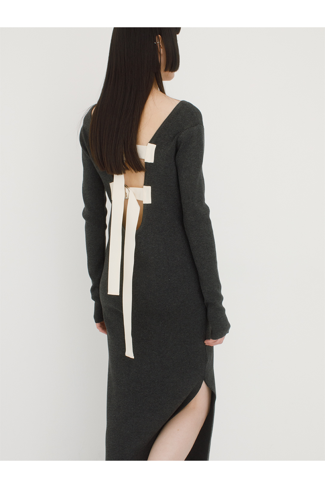 Belted Knit Dress 詳細画像 Gray 1