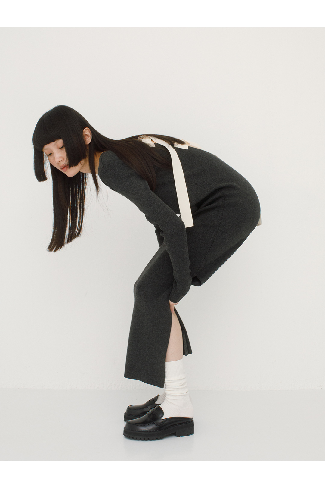 Belted Knit Dress 詳細画像 Gray 2