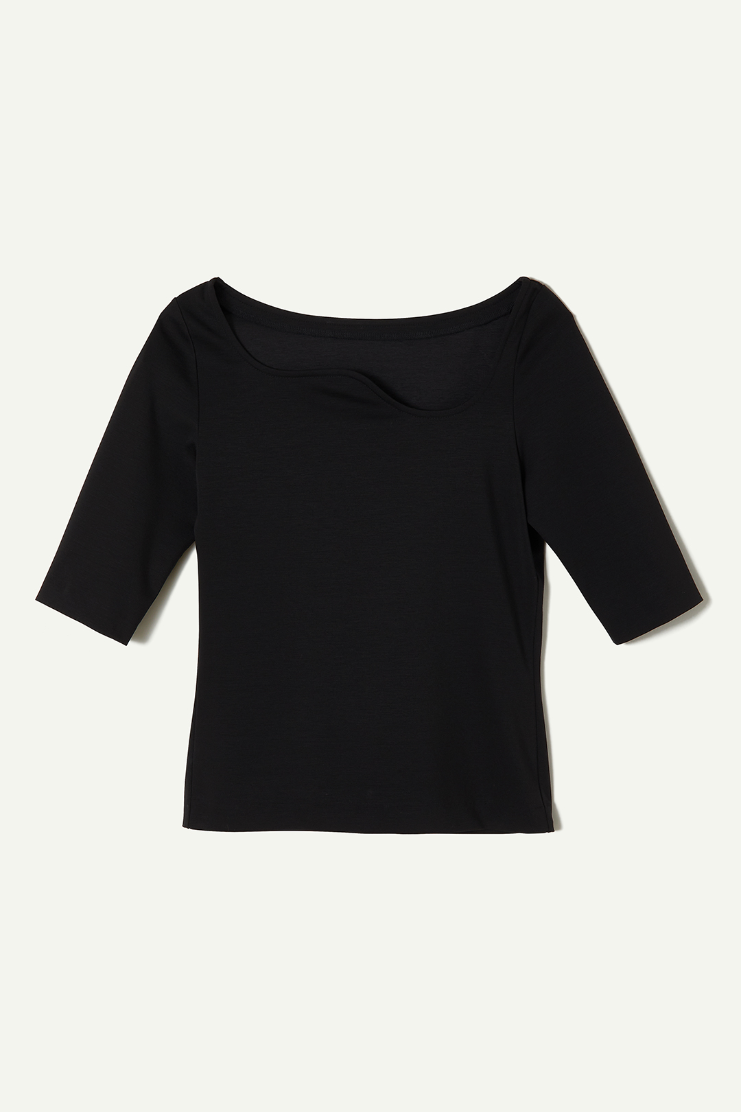 Curvy Neck T-shirts 詳細画像 Black 1