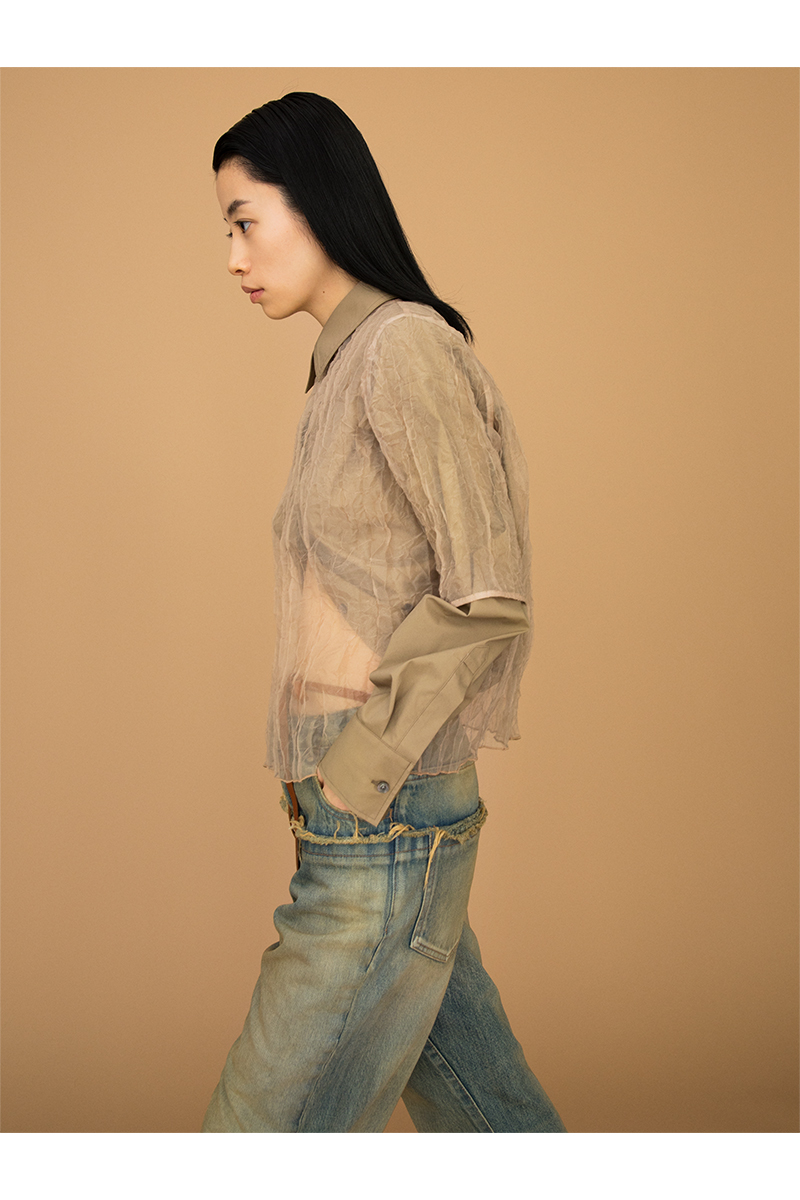 Recycle Organdy Pleats T-Shirts 詳細画像 Beige 2