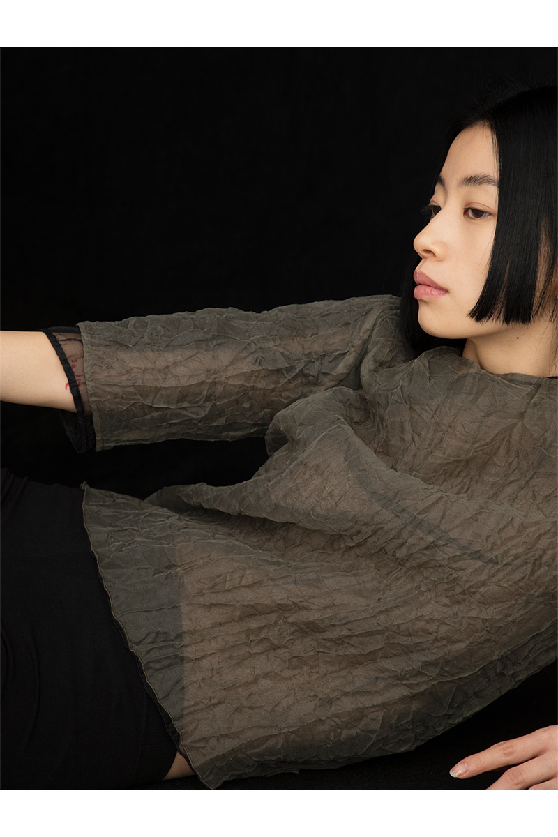 Recycle Organdy Pleats T-Shirts 詳細画像 Khaki 1