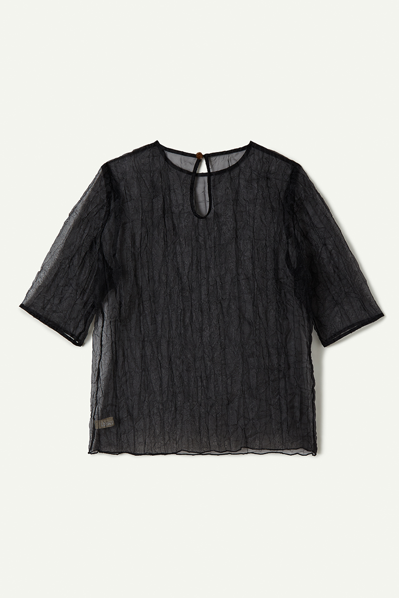 Recycle Organdy Pleats T-Shirts 詳細画像 Black 2