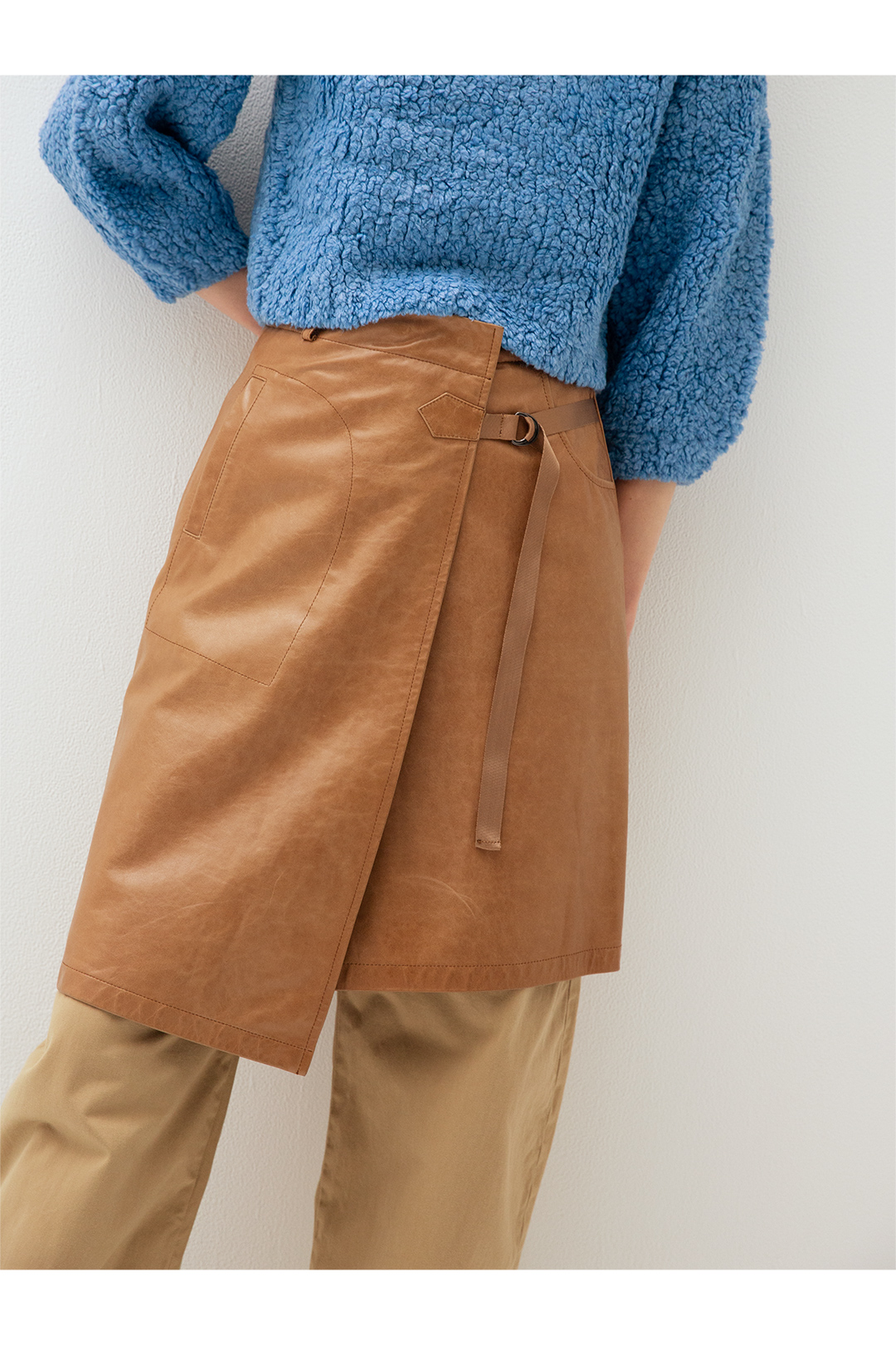 Wrapping Leather Skirt 詳細画像 Brown 1