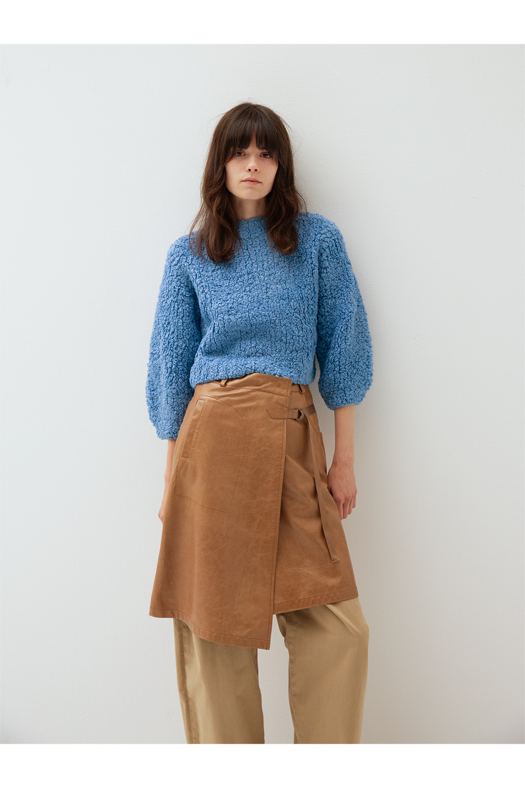 Wrapping Leather Skirt 詳細画像 Brown 2