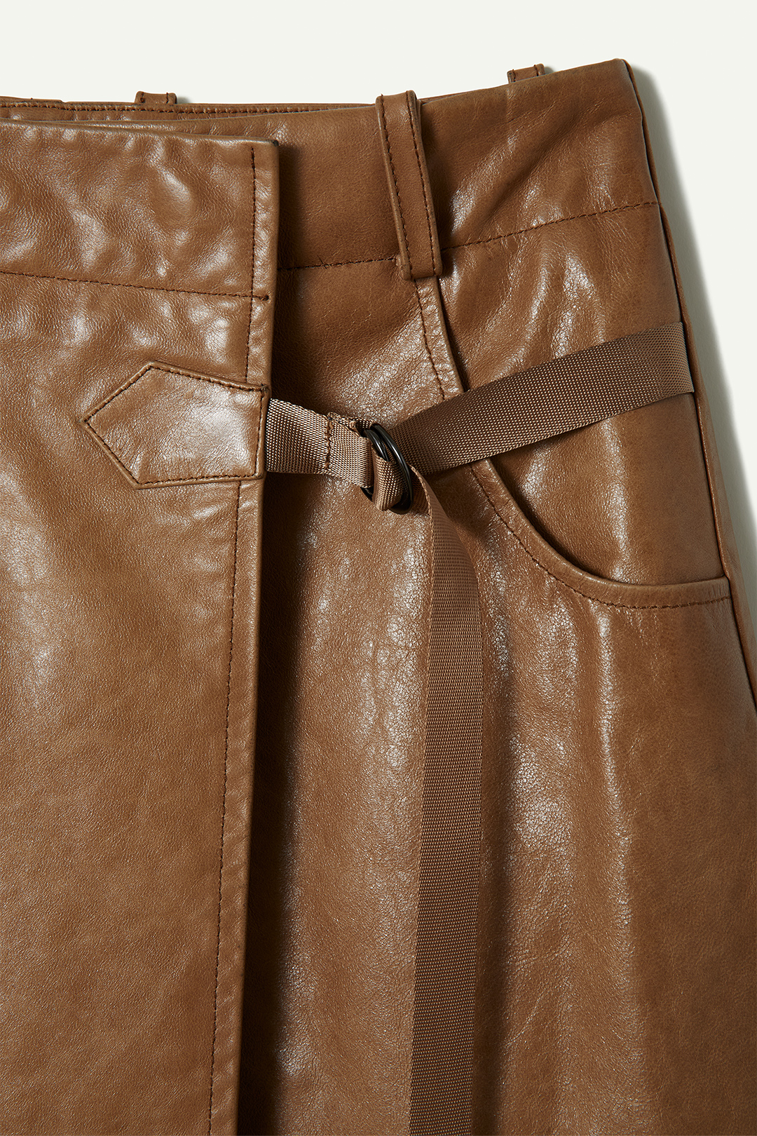 Wrapping Leather Skirt 詳細画像 Brown 3