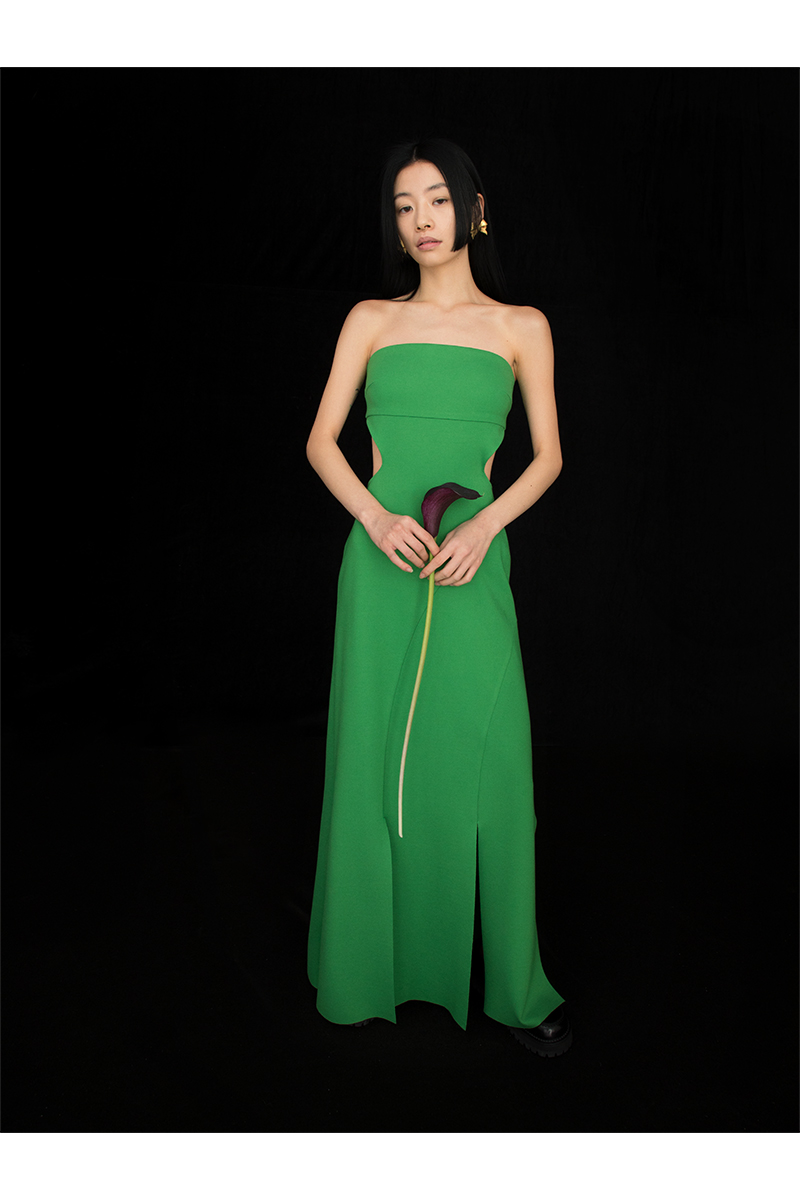 Curvy Slit Tube Dress 詳細画像 Green 1