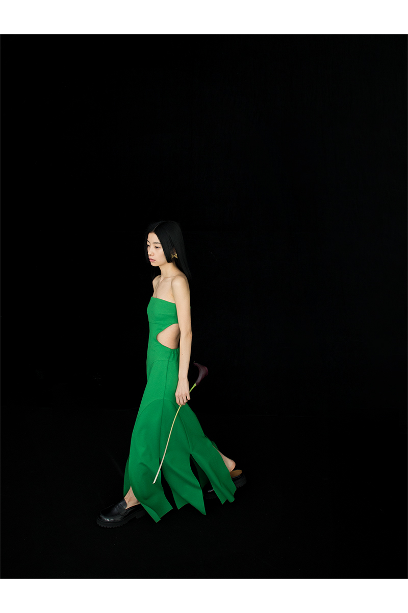 Curvy Slit Tube Dress 詳細画像 Green 3