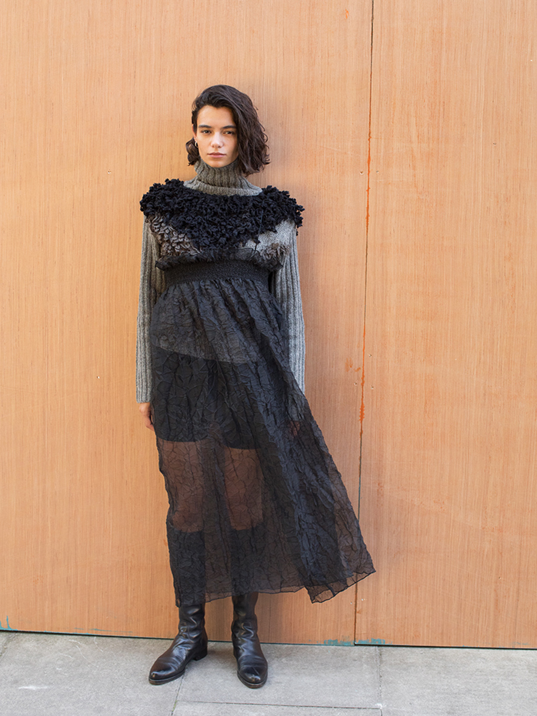 Recycle Organdy Pleats Dress 詳細画像 Black 11