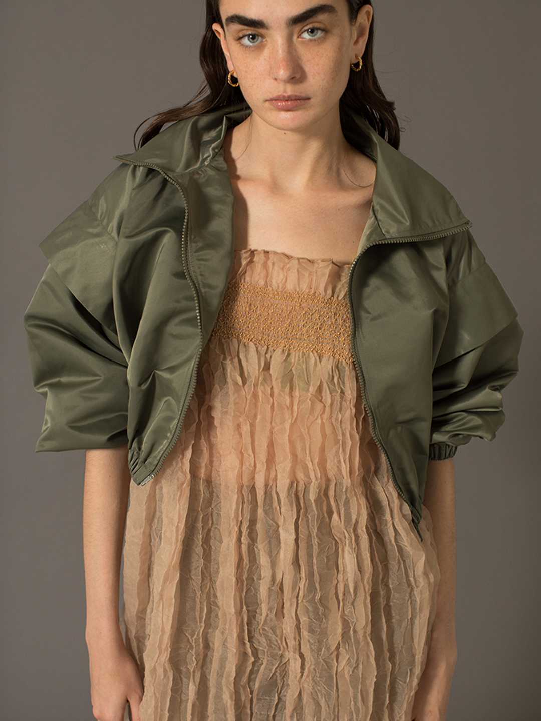 Recycle Organdy Pleats Dress 詳細画像 Beige 11