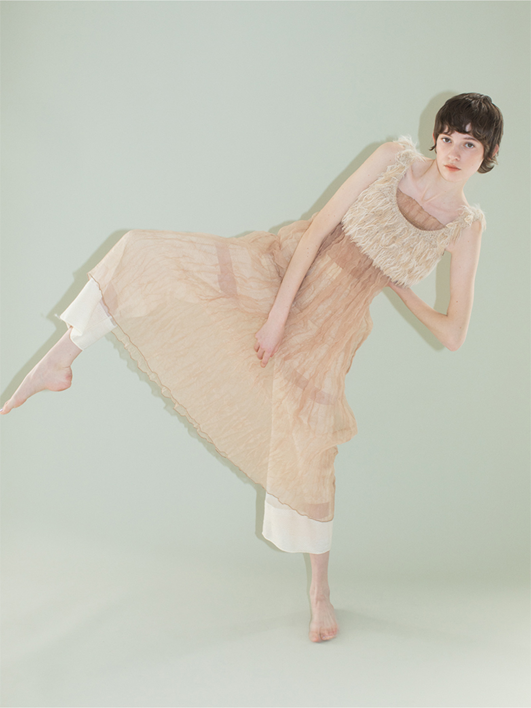 Recycle Organdy Pleats Dress 詳細画像 Beige 13