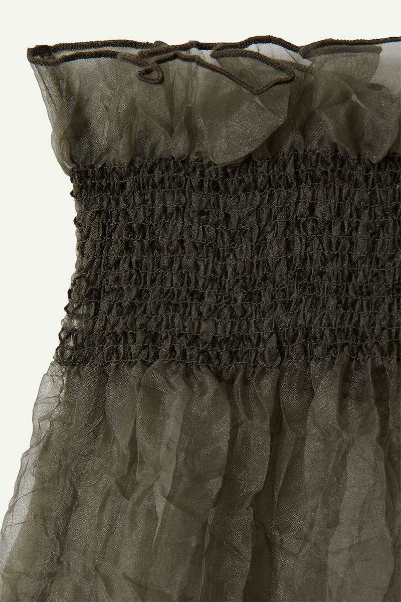 Recycle Organdy Pleats Dress 詳細画像 Khaki 3