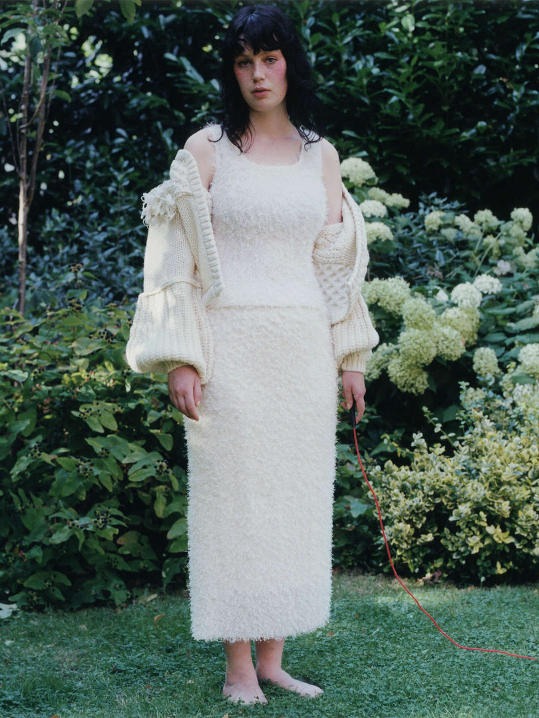 Hand Knitted Patchwork Cardigan 詳細画像 White 2