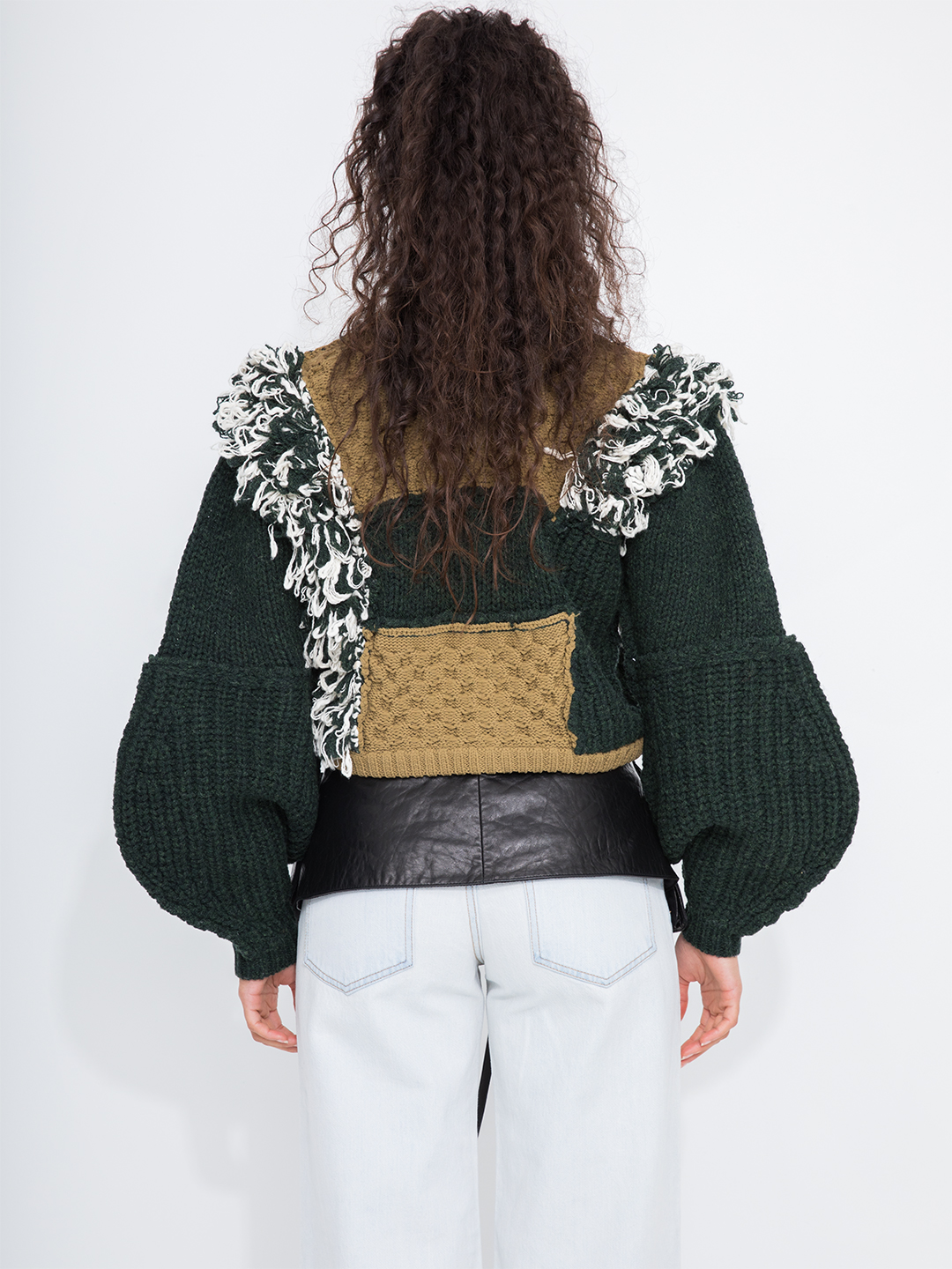Hand Knitted Patchwork Cardigan 詳細画像 Black 2