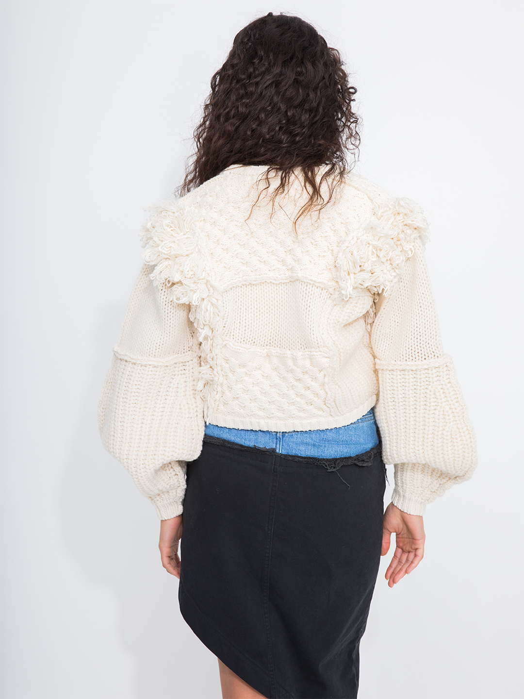 Hand Knitted Patchwork Cardigan 詳細画像 Black 3
