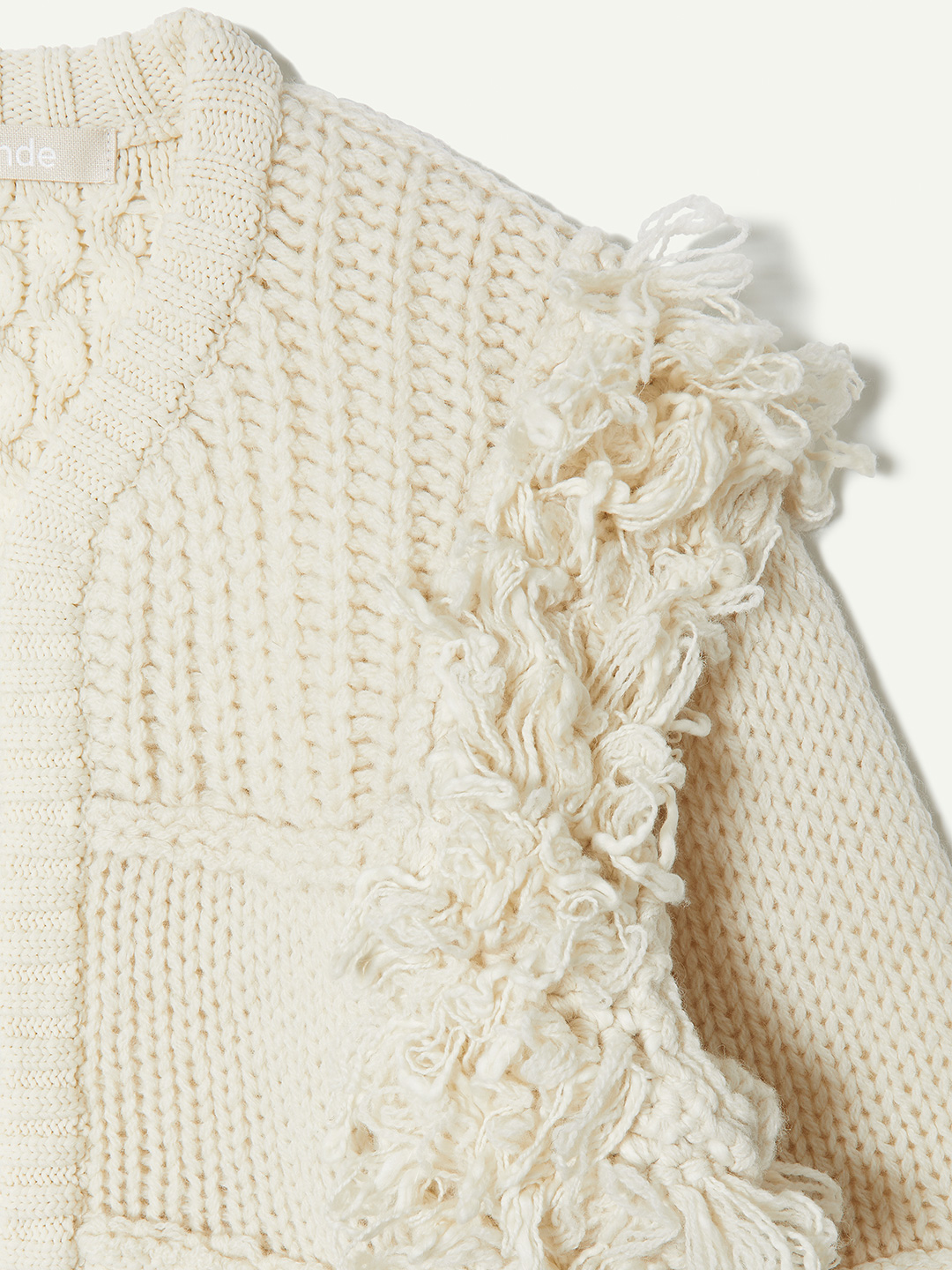 Hand Knitted Patchwork Cardigan 詳細画像 White 3