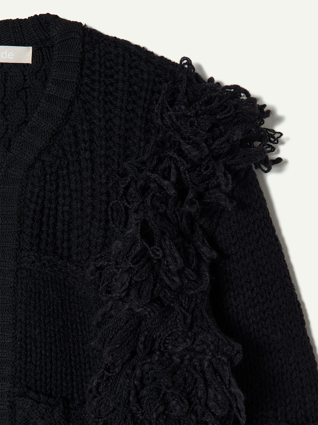 Hand Knitted Patchwork Cardigan 詳細画像 Black 3