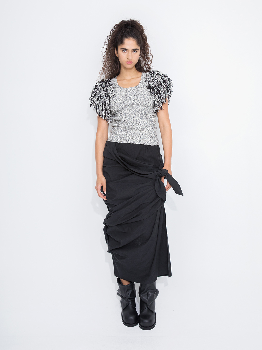 Hand Fringe Knit Top 詳細画像 White 1