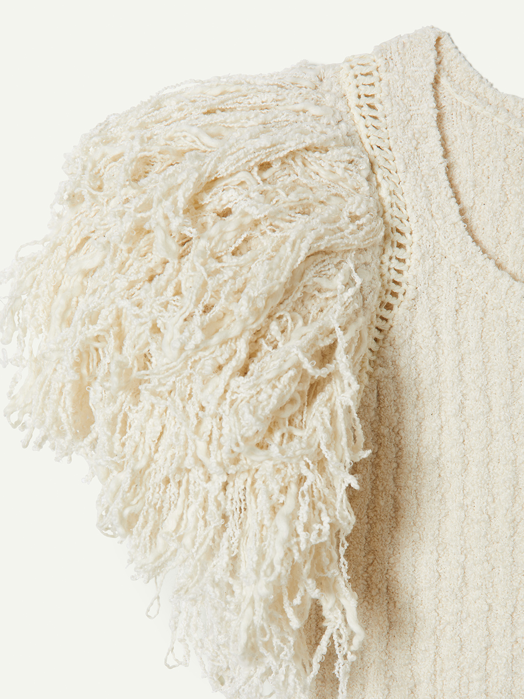 Hand Fringe Knit Top 詳細画像 White 3