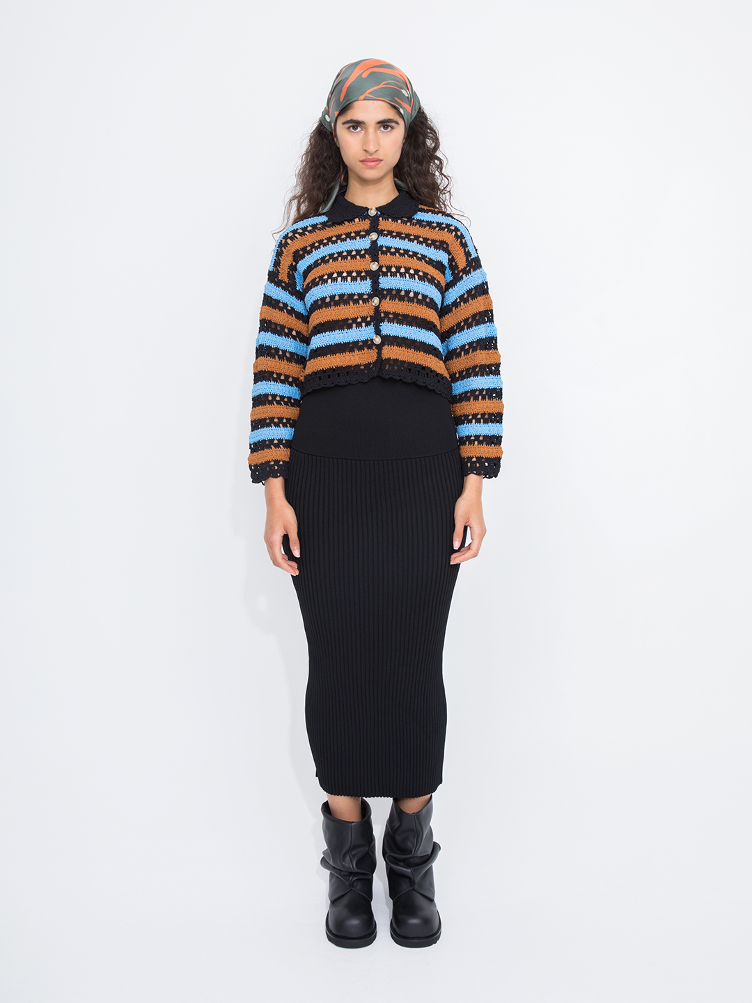 Washable Rib Knit Skirt 詳細画像 Black 2