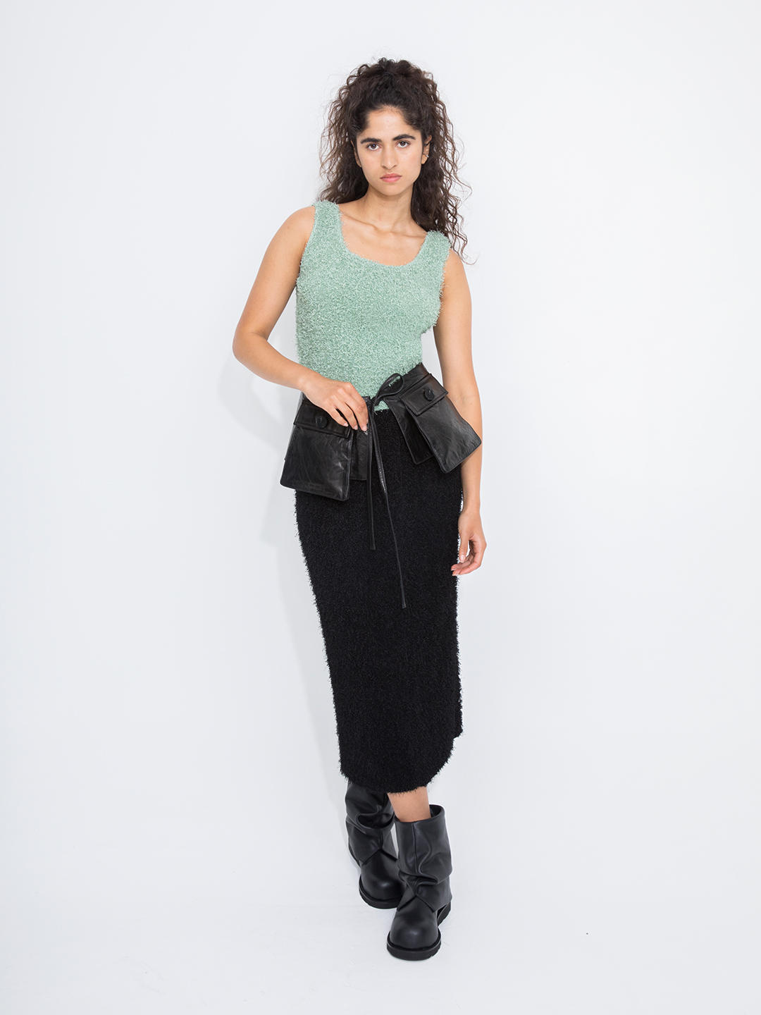 Pleats Fringe Skirt 詳細画像 Black 1
