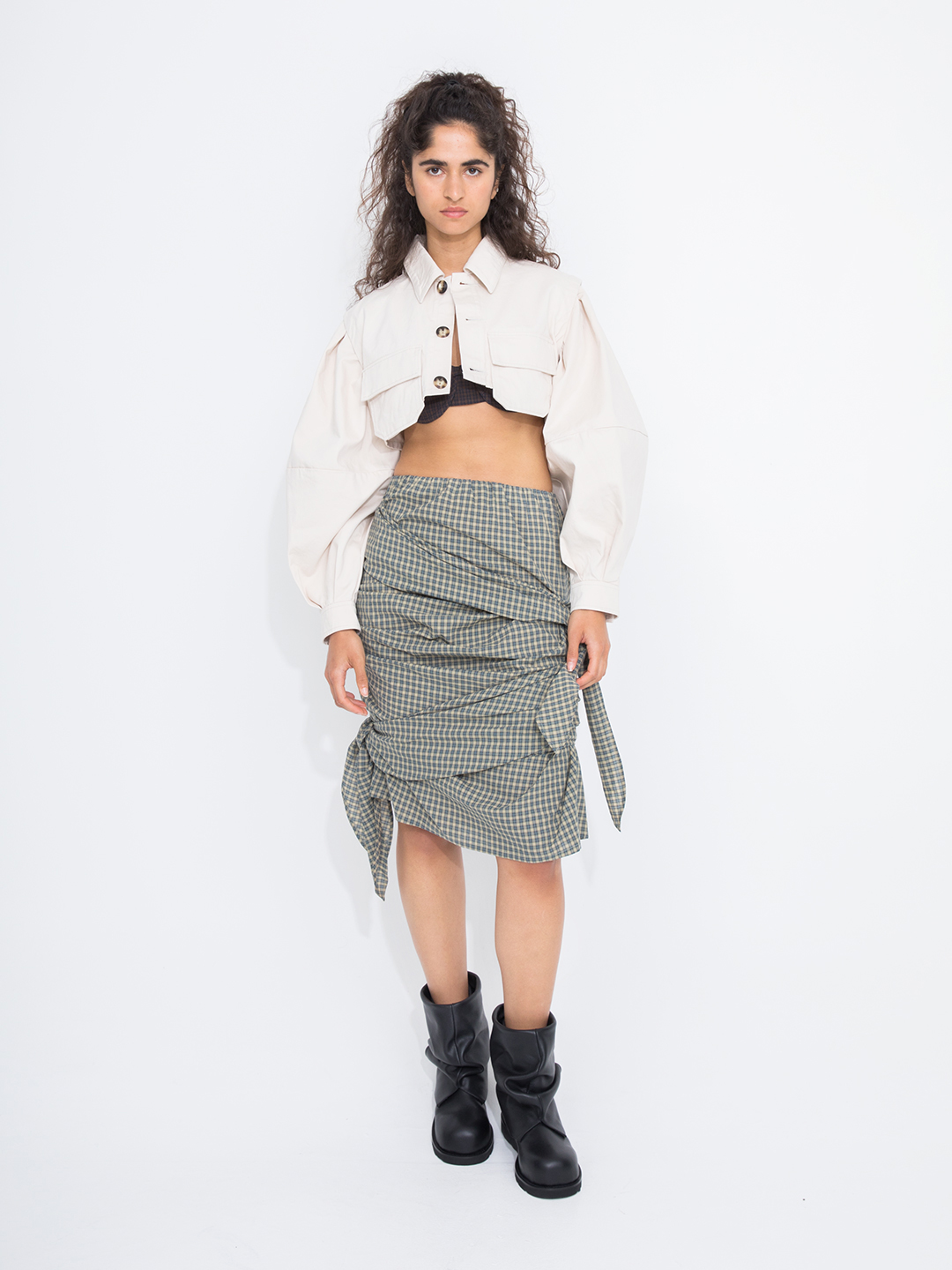 Ribbon Tie Check Skirt