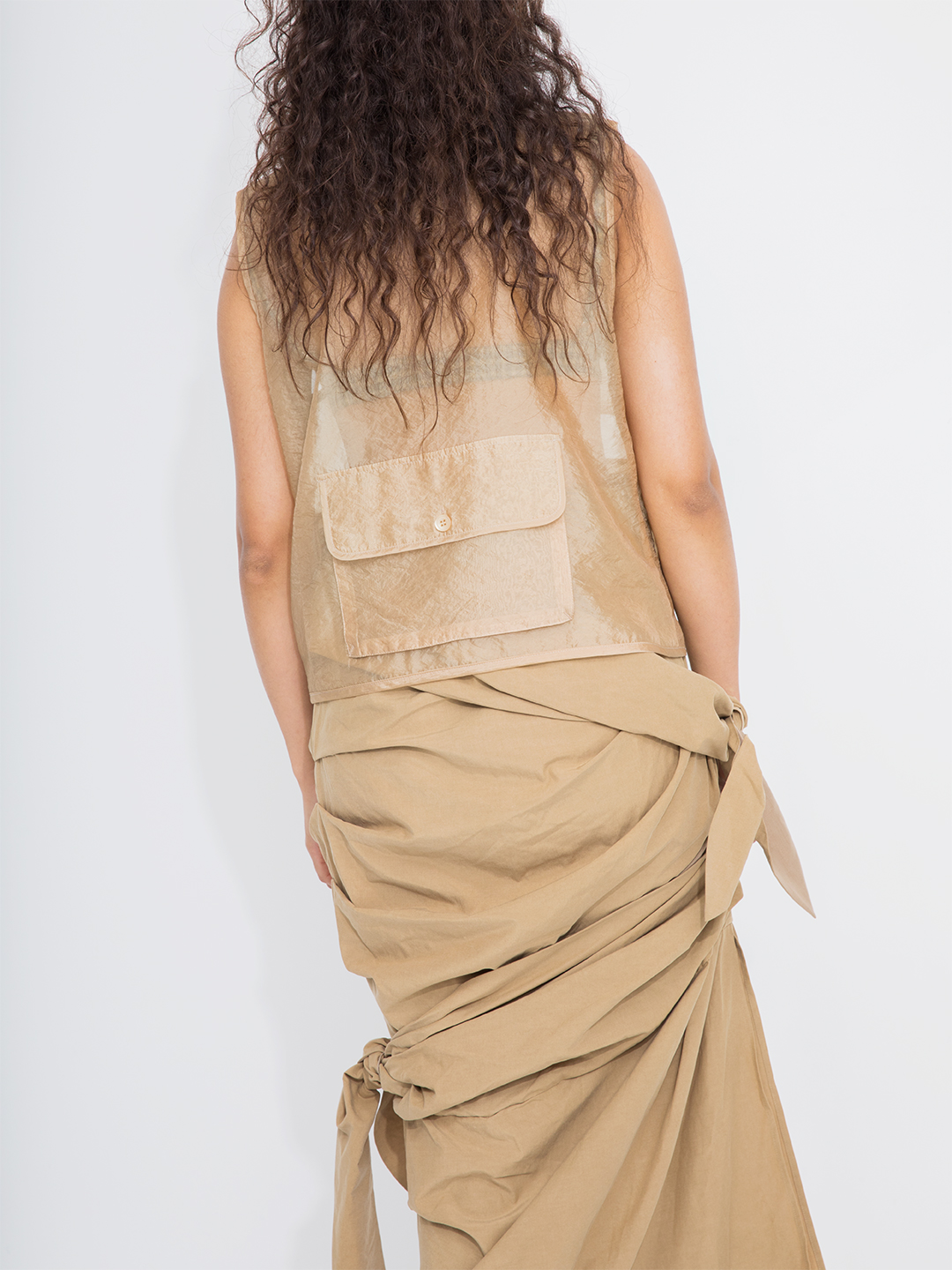 Ribbon Tie Cotton Skirt 詳細画像 Beige 2