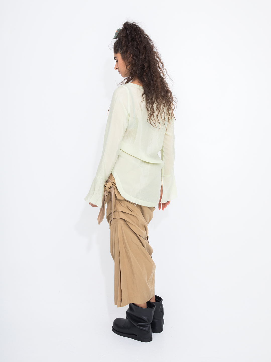 Ribbon Tie Cotton Skirt 詳細画像 Beige 4