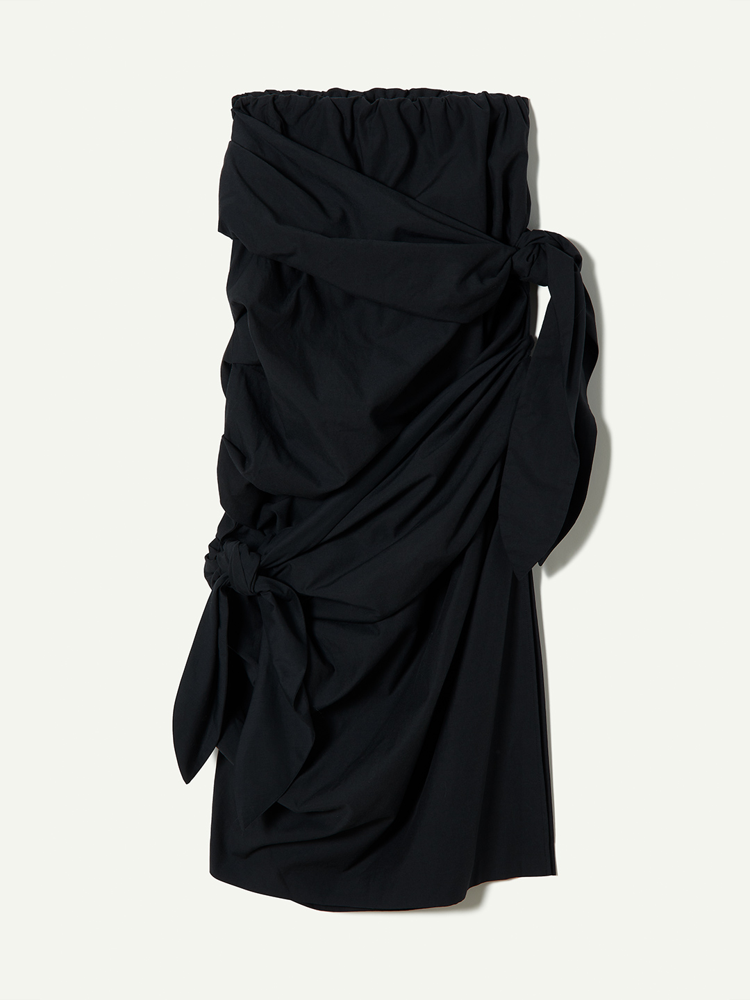 Ribbon Tie Cotton Skirt 詳細画像 Black 1
