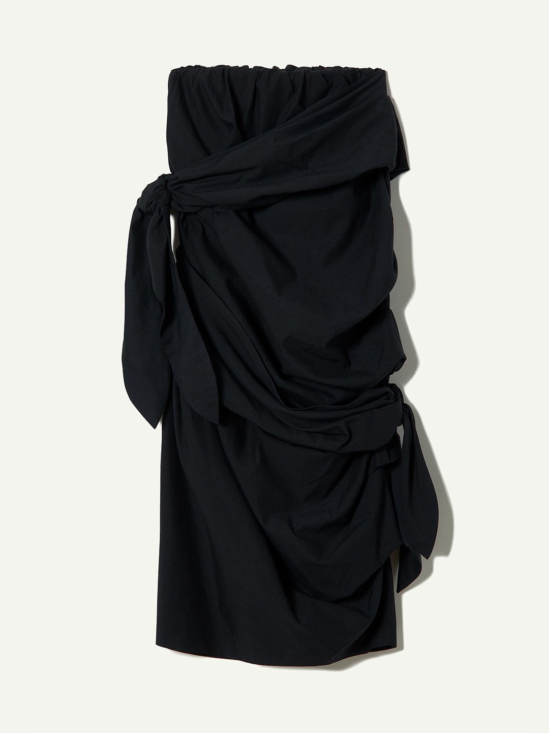 Ribbon Tie Cotton Skirt 詳細画像 Black 2