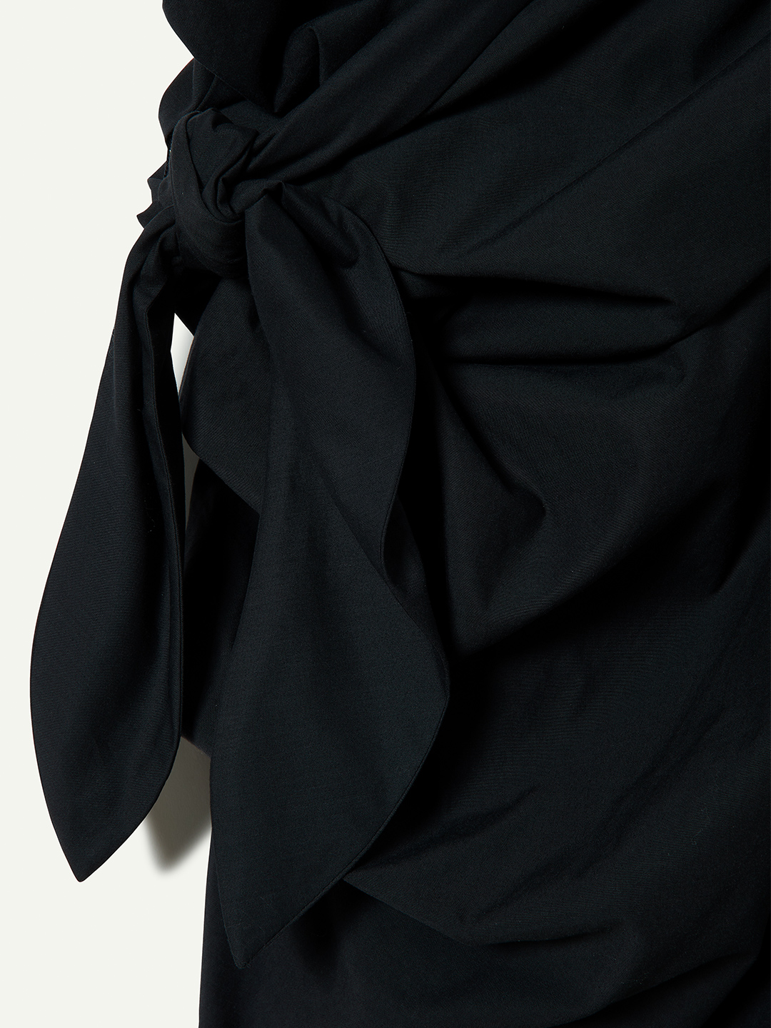 Ribbon Tie Cotton Skirt 詳細画像 Black 3